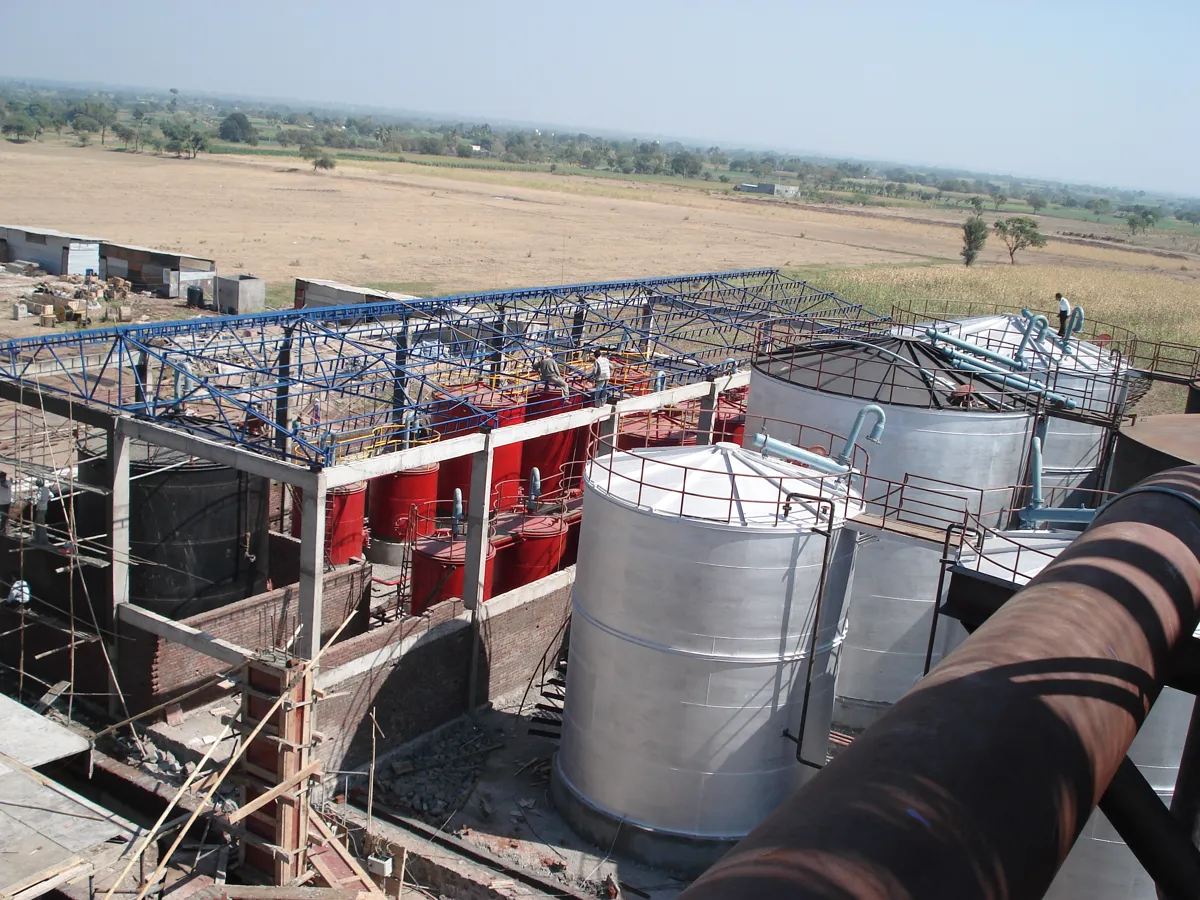 Storage tanks at site, including a molasses tank