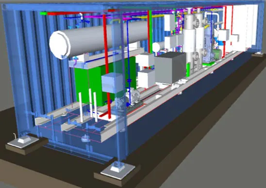 Containerised process skid model